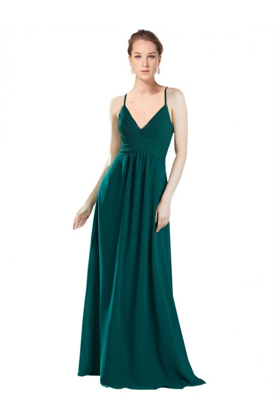 Fábrica de Buraco da fechadura Chiffon Decote V Comprimento Chão Sem Mangas Vestidos de Madrinha