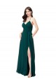 Fábrica de Criss Cruz Chiffon Decote V Comprimento Chão Sem Mangas Vestidos de Madrinha