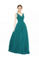 Fábrica de Chiffon Decote V Comprimento Chão Sem Mangas Caçador Verde Vestidos de Madrinha