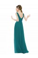 Fábrica de Chiffon Decote V Comprimento Chão Sem Mangas Caçador Verde Vestidos de Madrinha