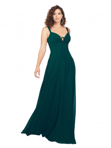 Fábrica de Lombar Chiffon Decote V Comprimento Chão Sem Mangas Longo Vestidos de Madrinha