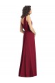 Fábrica de Costas em V Chiffon Decote V Comprimento Chão Sem Mangas Linha A Vestidos de Festa