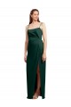 Fábrica de Lombar Cetim Elástico Alças finas Comprimento Chão Sem Mangas Longo Vestidos de Madrinha / Vestidos de Noite / Vestidos de Festa