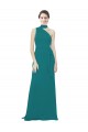 Fábrica de Chiffon Um Ombro Comprimento Chão Sem Mangas Caçador Verde Vestidos de Madrinha