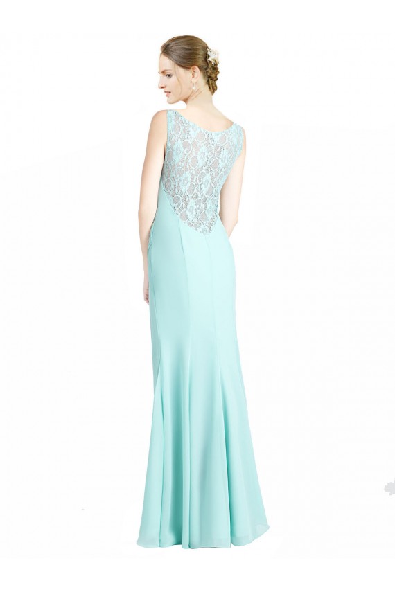 Fábrica de Chiffon & Renda Decote V Comprimento Chão Sem Mangas Longo Vestidos de Madrinha