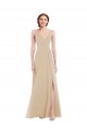 Fábrica de Criss Cruz Chiffon Decote V Comprimento Chão Sem Mangas Linha A Longo Vestidos de Madrinha