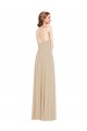Fábrica de Criss Cruz Chiffon Decote V Comprimento Chão Sem Mangas Linha A Longo Vestidos de Madrinha