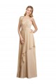 Fábrica de Criss Cruz Chiffon Alças finas Comprimento Chão Sem Mangas Champanhe Vestidos de Madrinha