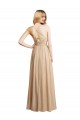 Fábrica de Criss Cruz Chiffon Alças finas Comprimento Chão Sem Mangas Champanhe Vestidos de Madrinha