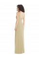 Fábrica de Lombar Crepe Esticado Decote Quadrado Comprimento Chão Sem Mangas Longo Vestidos de Madrinha / Vestidos de Noite / Vestidos de Festa