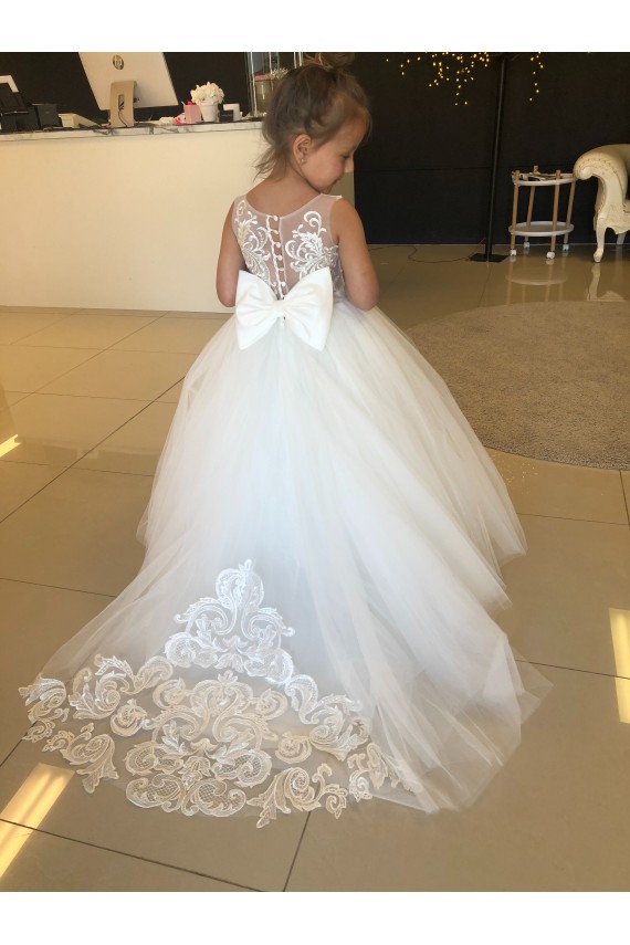 Fábrica de Tule & Renda Amor Comboio Capela Sem Mangas Vestidos para Meninas de Flores
