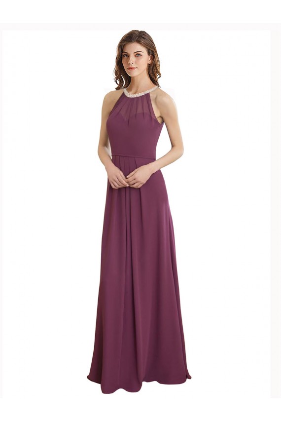 Fábrica de Buraco da fechadura Chiffon Amor Comprimento Chão Sem Mangas Vestidos de Festa / Vestidos de Madrinha