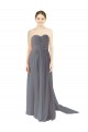 Fábrica de Abrir de volta Chiffon Amor Comprimento Chão Sem Mangas Linha A Longo Vestidos de Madrinha