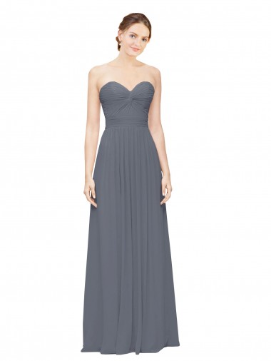 Fábrica de Chiffon Amor Comprimento Chão Sem Mangas Cinza Ardósia Vestidos de Madrinha