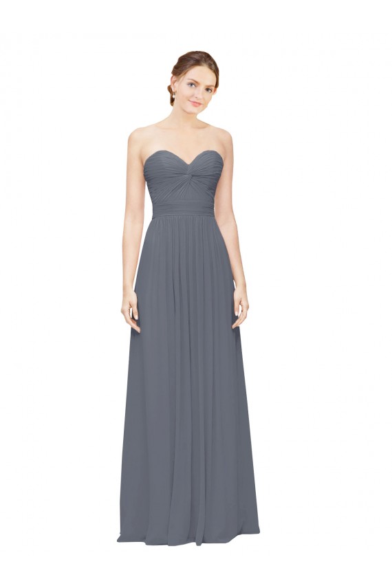 Fábrica de Chiffon Amor Comprimento Chão Sem Mangas Cinza Ardósia Vestidos de Madrinha