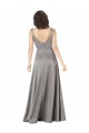 Fábrica de Cetim Sedoso Decote V Comprimento Chão Sem Mangas Linha A Vestidos de Madrinha / Vestidos de Noite / Vestidos de Festa