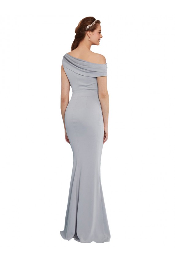 Fábrica de Crepe Esticado Um Ombro Comprimento Chão Sem Mangas Sereia Longo Vestidos de Madrinha / Vestidos de Noite / Vestidos de Festa