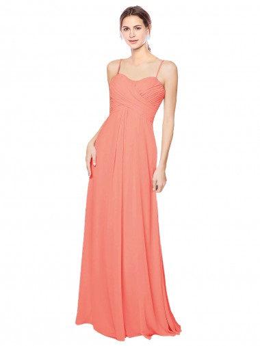 Fábrica de Abrir de volta Chiffon Alças finas Comprimento Chão Sem Mangas Longo Vestidos de Madrinha