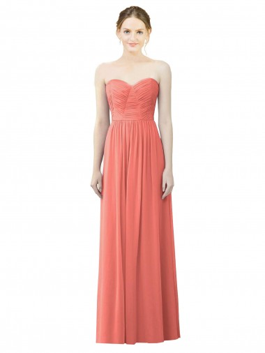 Fábrica de Chiffon Amor Comprimento Chão Sem Mangas Coral Vestidos de Madrinha