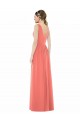 Fábrica de Costas em V Chiffon Decote V Comprimento Chão Sem Mangas Coral Vestidos de Madrinha