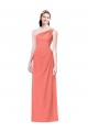 Fábrica de Chiffon Um Ombro Comprimento Chão Sem Mangas Coral Vestidos de Madrinha
