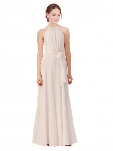 Fábrica de Chiffon Barco Comprimento Chão Sem Mangas Vestidos de Madrinha