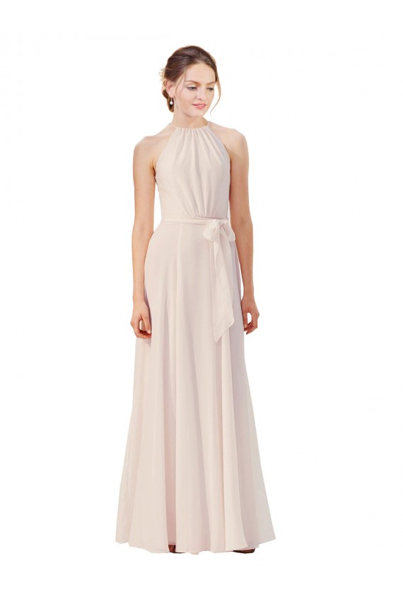 Fábrica de Chiffon Barco Comprimento Chão Sem Mangas Vestidos de Madrinha