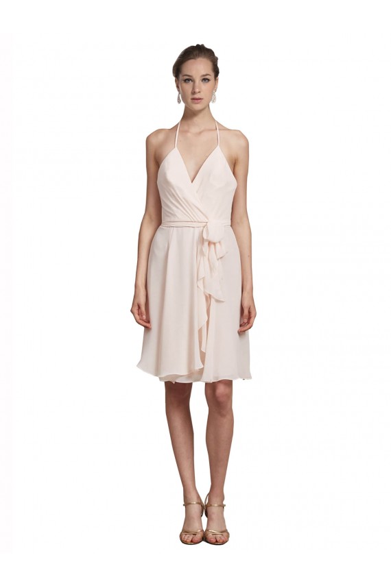 Fábrica de Chiffon Cabeçada Comprimento Joelho Sem Mangas Curto Vestidos de Madrinha / Vestidos de Cocktail / Vestidos de Homecoming