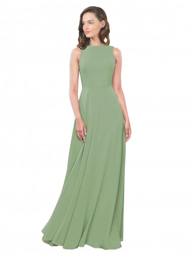 Fábrica de Chiffon Decote Quadrado Comprimento Chão Sem Mangas Linha A Vestidos de Madrinha