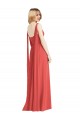 Fábrica de Lombar Chiffon Decote V Comprimento Chão Sem Mangas Vestido de Festa / Vestido de Madrinha