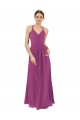 Fábrica de Buraco da fechadura Chiffon Decote V Comprimento Chão Sem Mangas Bainha Longo Vestidos de Madrinha