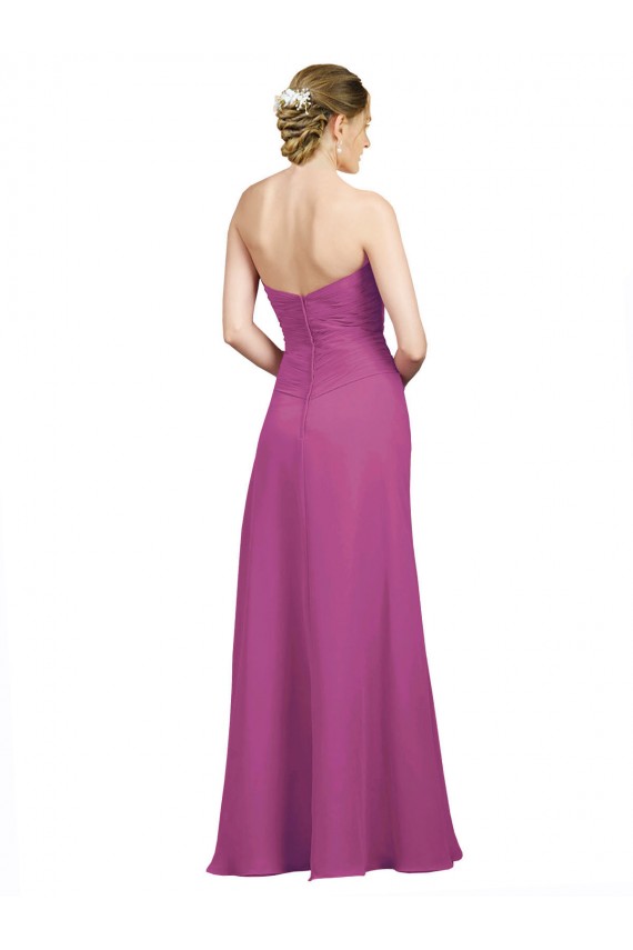 Fábrica de Lombar Chiffon Amor Comprimento Chão Sem Mangas Frutos Silvestres Vestidos de Madrinha