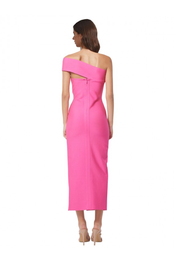 Fábrica de Crepe Esticado Um Ombro Comprimento Midi Sem Mangas Longo Vestidos de Madrinha / Vestidos de Noite / Vestidos de Festa