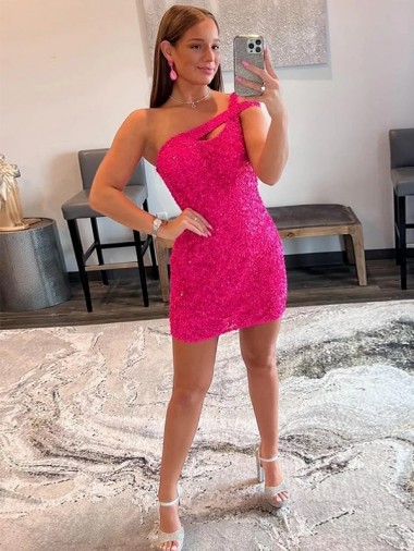 Fábrica de Lantejoulas Veludo Um Ombro Curto Sem Mangas Bainha Vestidos de Festa