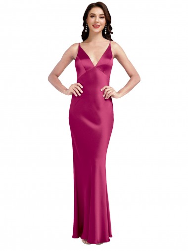 Fábrica de Lombar Cetim Elástico Alças finas Comprimento Chão Sem Mangas Vestidos de Madrinha / Vestidos de Noite / Vestidos de Festa