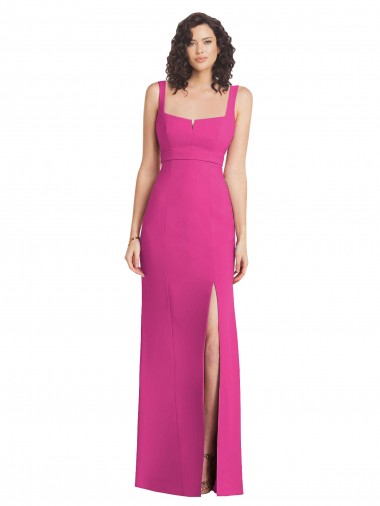 Fábrica de Lombar Crepe Esticado Decote Quadrado Comprimento Chão Sem Mangas Vestidos de Madrinha / Vestidos de Festa