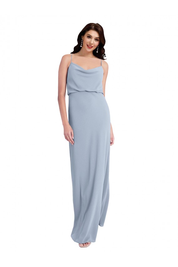Fábrica de Costas em V Crepe Esticado Alças finas Comprimento Chão Sem Mangas Vestidos de Madrinha / Vestidos de Noite / Vestidos de Festa
