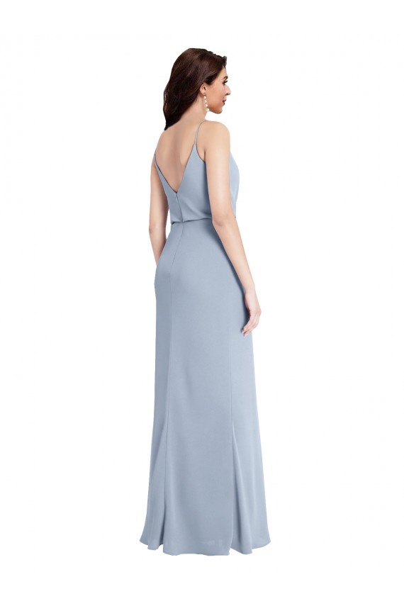 Fábrica de Costas em V Crepe Esticado Alças finas Comprimento Chão Sem Mangas Vestidos de Madrinha / Vestidos de Noite / Vestidos de Festa