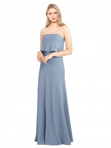 Fábrica de Crepe Esticado Decote Alto Comprimento Chão Sem Mangas Longo Vestidos de Madrinha / Vestidos de Noite / Vestidos de Festa