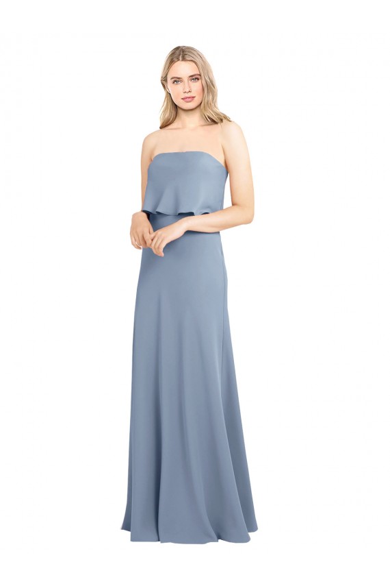 Fábrica de Crepe Esticado Decote Alto Comprimento Chão Sem Mangas Longo Vestidos de Madrinha / Vestidos de Noite / Vestidos de Festa