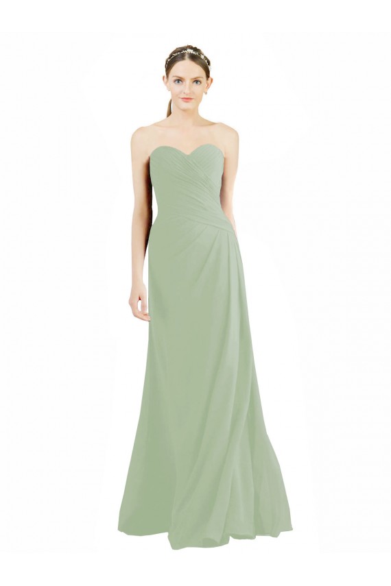 Fábrica de Chiffon Amor Comprimento Chão Sem Mangas Linha A Vestidos de Madrinha