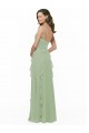 Fábrica de Chiffon Alças finas Comprimento Chão Sem Mangas Fumo Verde Vestidos de Madrinha