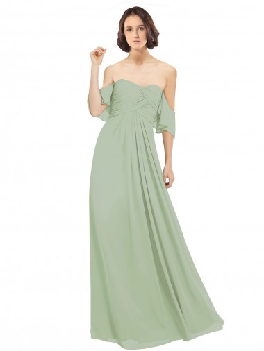Fábrica de Chiffon Fora do Ombro Comprimento Chão Ombro Frio Longo Vestidos de Madrinha