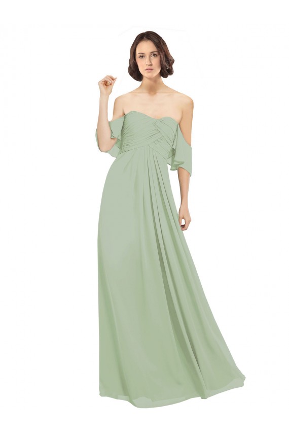 Fábrica de Chiffon Fora do Ombro Comprimento Chão Ombro Frio Longo Vestidos de Madrinha