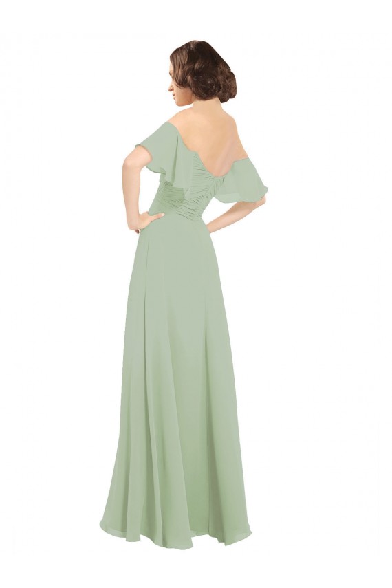 Fábrica de Chiffon Fora do Ombro Comprimento Chão Ombro Frio Longo Vestidos de Madrinha