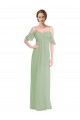 Fábrica de Lombar Chiffon Fora do Ombro Comprimento Chão Sem Mangas Vestido de Festa / Vestidos de Noiva