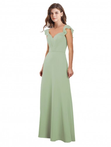Fábrica de Lombar Chiffon Amor Comprimento Chão Mangas Curtas Vestidos de Madrinha