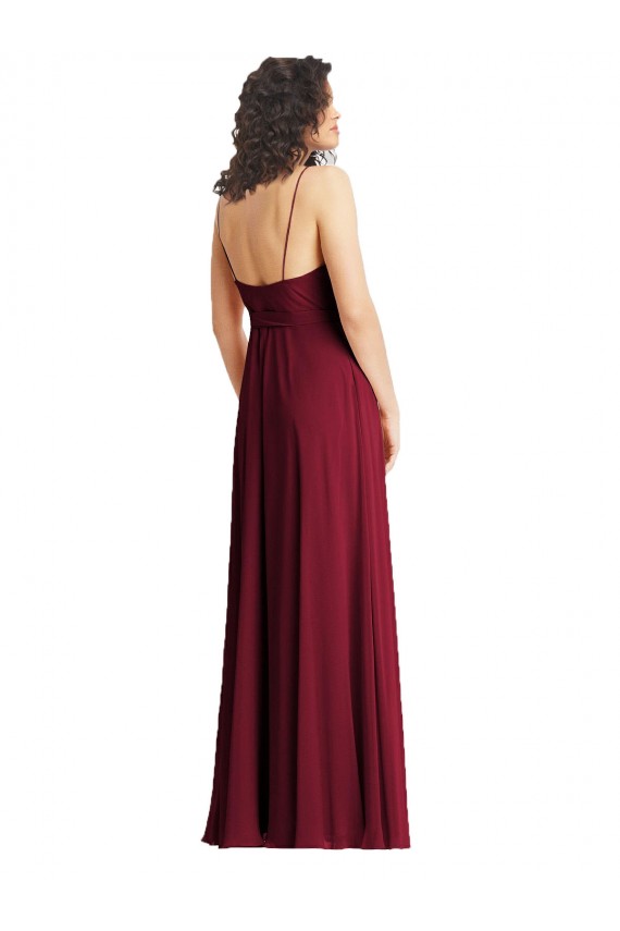 Fábrica de Chiffon Alças finas Comprimento Chão Sem Mangas Trombeta Vestidos de Madrinha / Vestidos de Noite