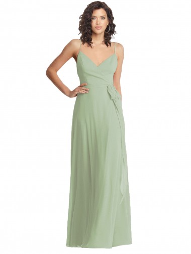 Fábrica de Chiffon Alças finas Comprimento Chão Sem Mangas Trombeta Vestidos de Madrinha / Vestidos de Noite
