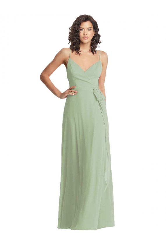 Fábrica de Chiffon Alças finas Comprimento Chão Sem Mangas Trombeta Vestidos de Madrinha / Vestidos de Noite